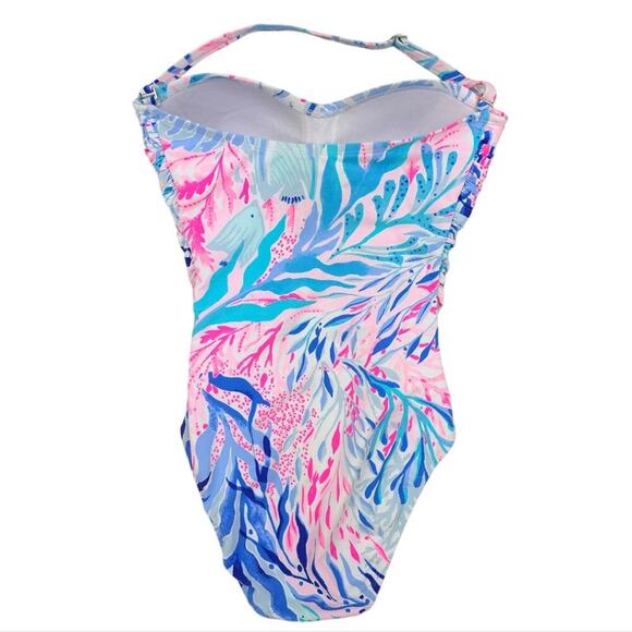 Lilly Pulitzer Flamenco One Piece bathing Suit Periwinkle Purple Fan Sea Pants - Picture 8 of 13